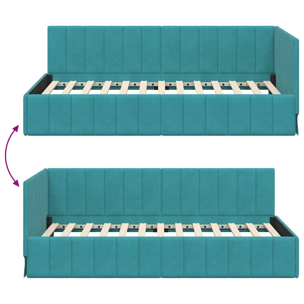 Kutni okvir kreveta Tirkizna 100 cm x 200 cm Baršun