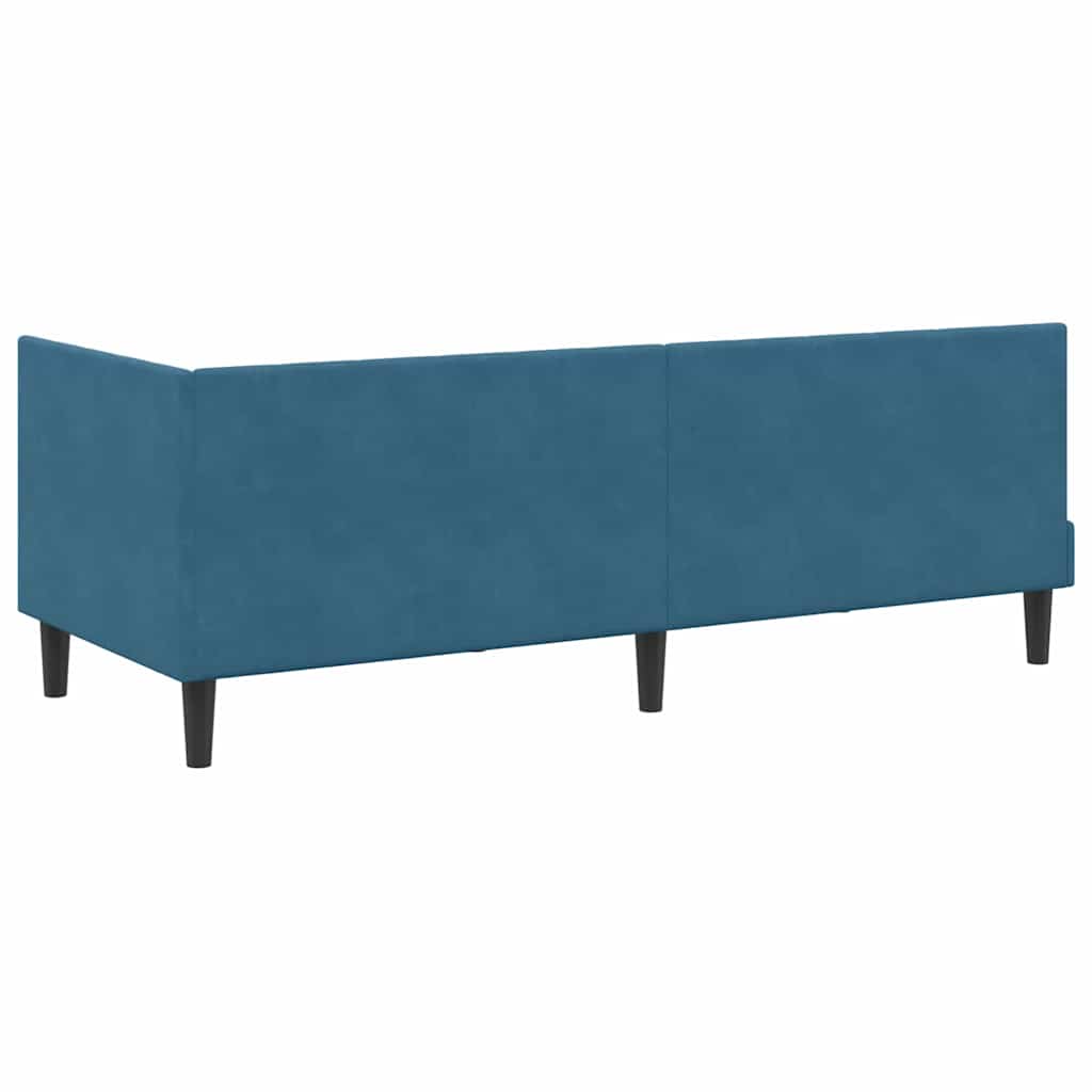Kutni okvir kreveta s uzglavljem Plava 80 cm x 200 cm Baršun