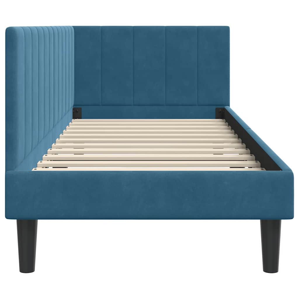 Kutni okvir kreveta s uzglavljem Plava 80 cm x 200 cm Baršun