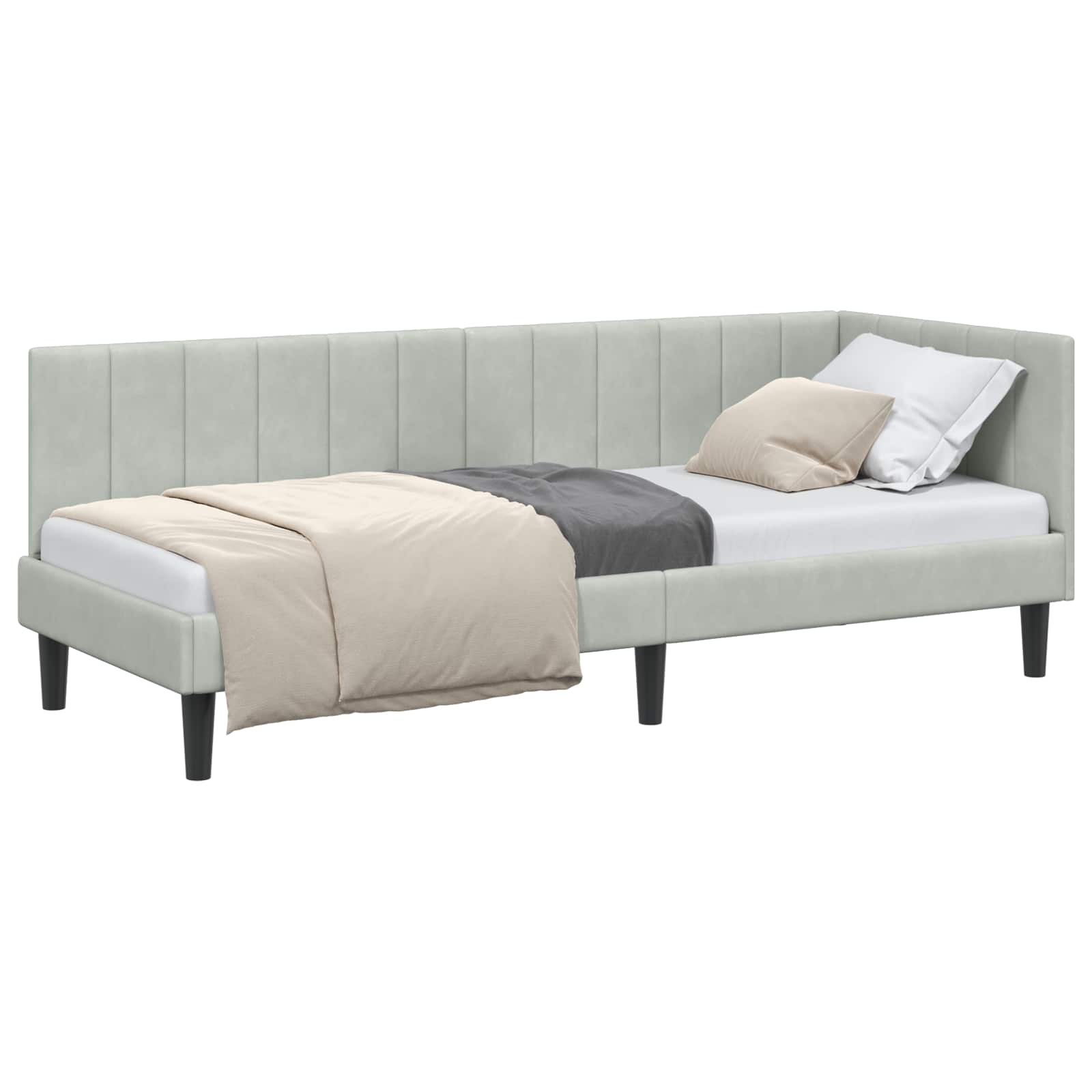 Kutni okvir kreveta Svijetlo siva 80 cm x 200 cm Baršun