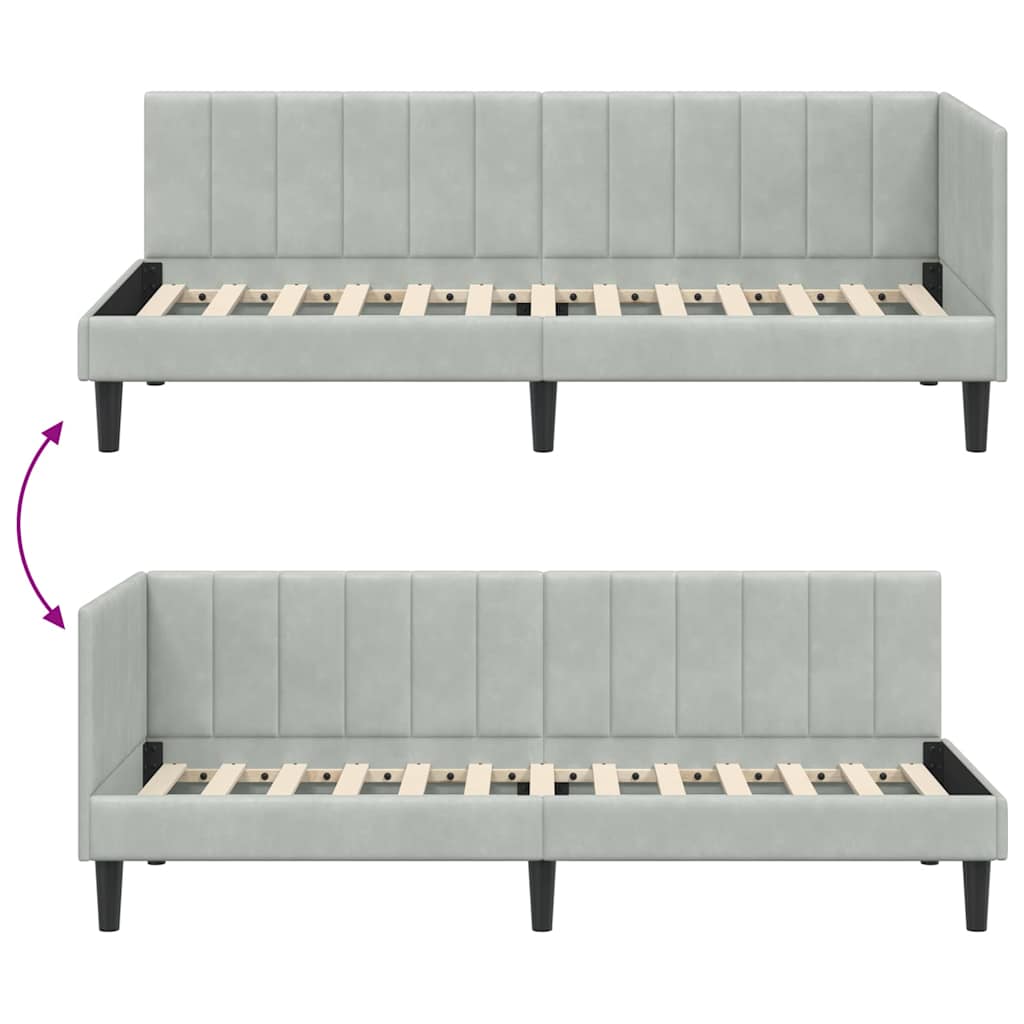 Kutni okvir kreveta Svijetlo siva 80 cm x 200 cm Baršun