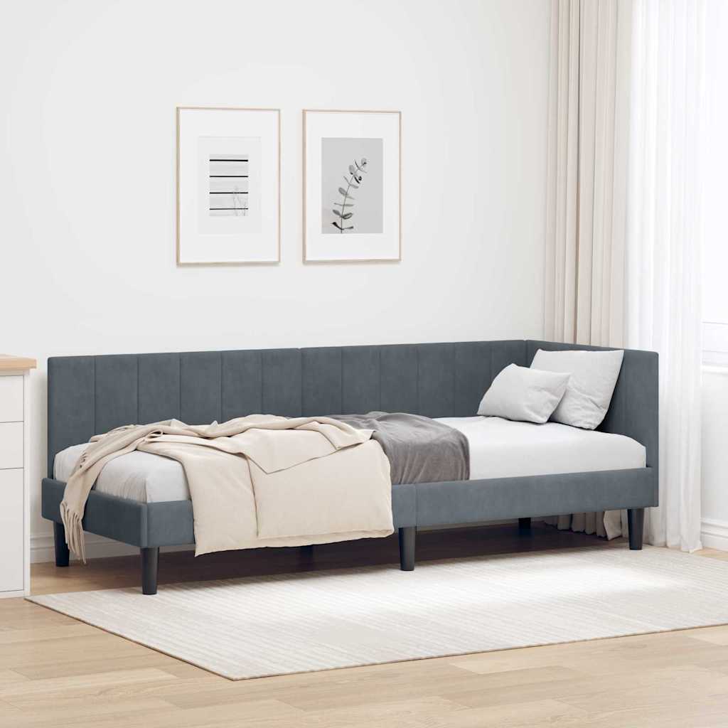 Kutni okvir kreveta Tamno siva 80 cm x 200 cm Baršun