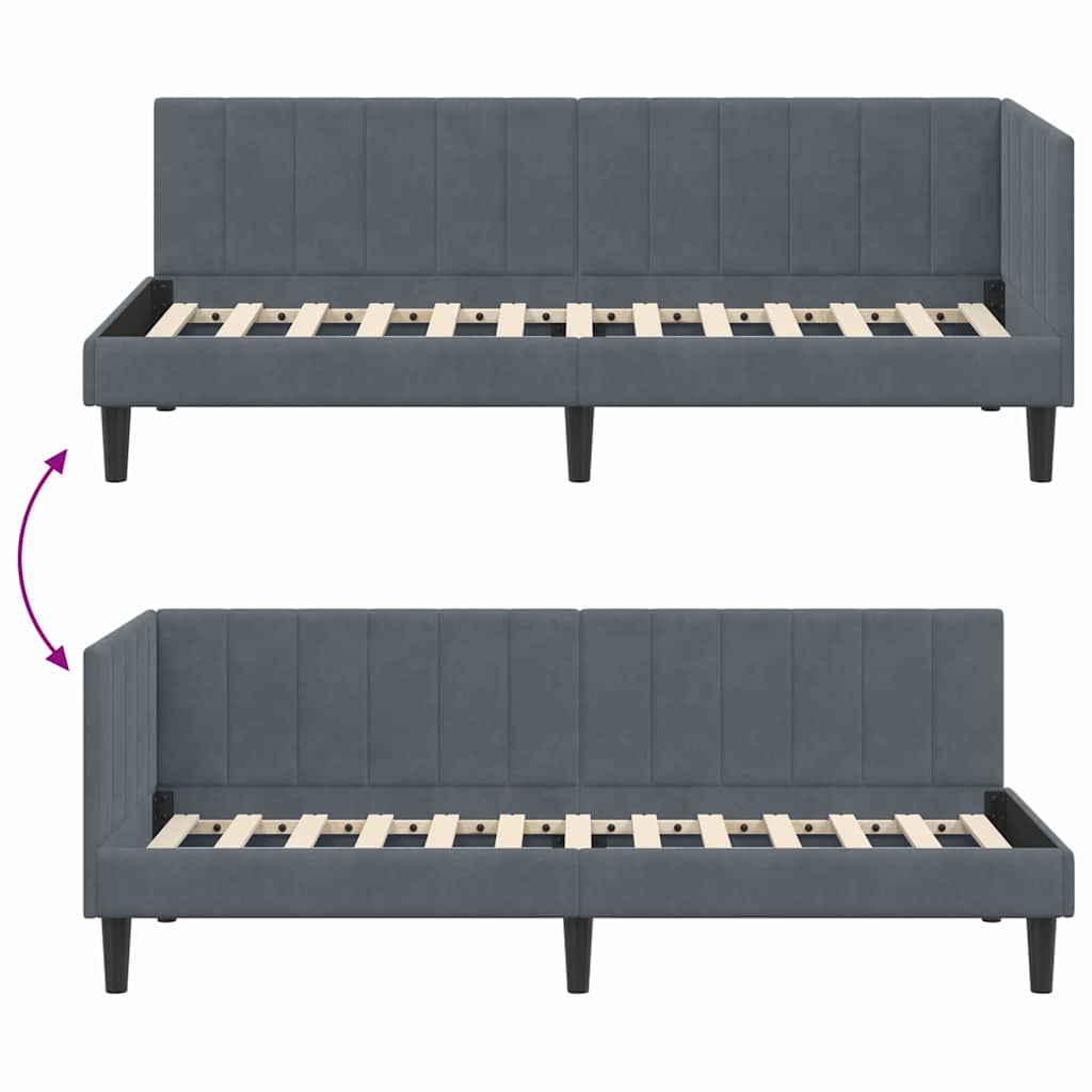 Kutni okvir kreveta Tamno siva 80 cm x 200 cm Baršun