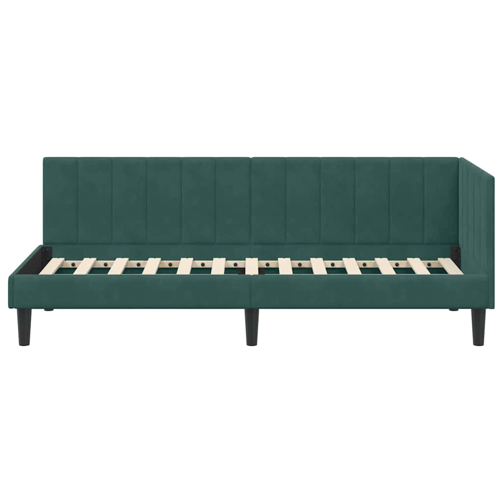 Kutni okvir kreveta Tamnozelena 80 cm x 200 cm Baršun