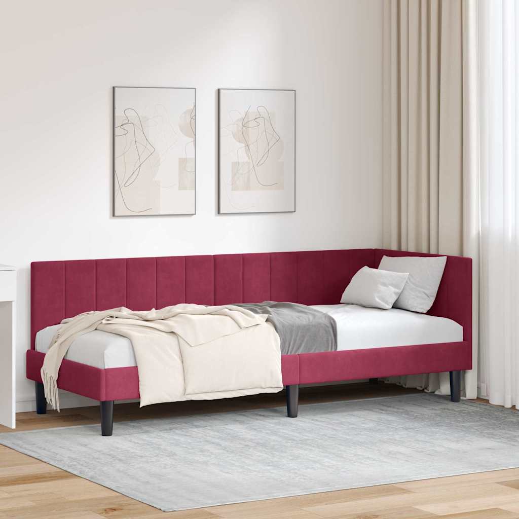 Kutni okvir kreveta Vinska crvena 80 cm x 200 cm Baršun