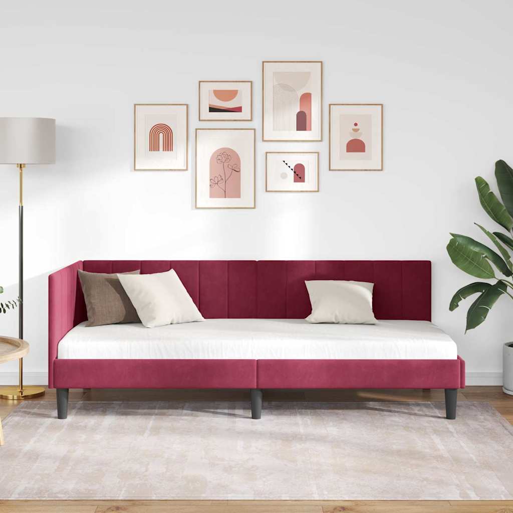 Kutni okvir kreveta Vinska crvena 80 cm x 200 cm Baršun