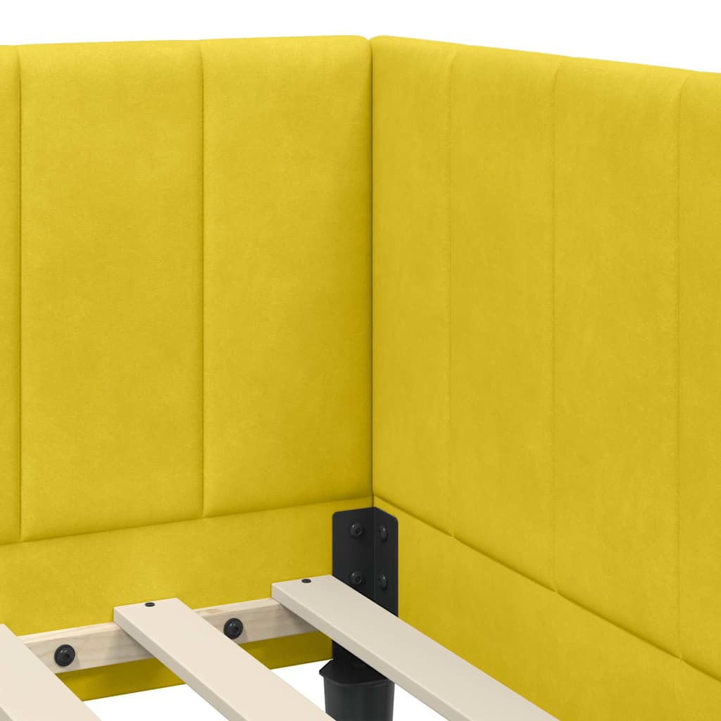 Kutni okvir kreveta s uzglavljem Žuta 80 cm x 200 cm Baršun