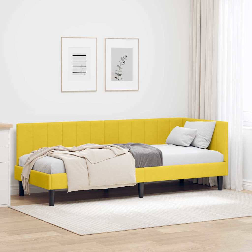 Kutni okvir kreveta s uzglavljem Žuta 80 cm x 200 cm Baršun