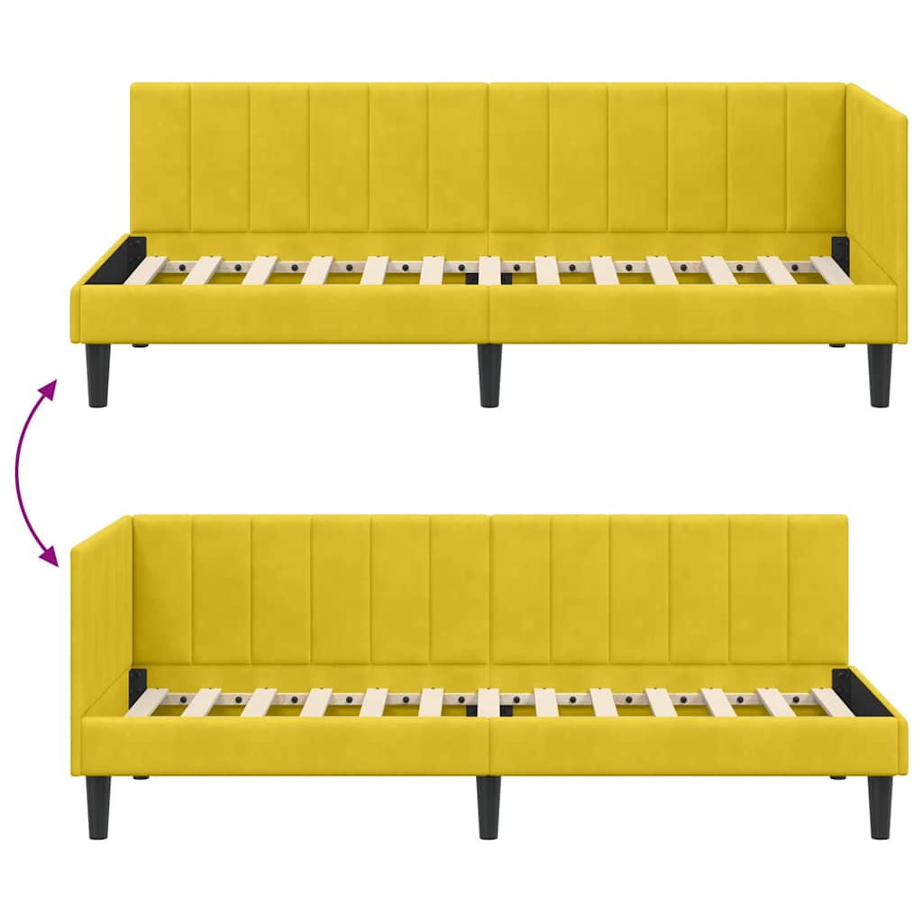 Kutni okvir kreveta s uzglavljem Žuta 80 cm x 200 cm Baršun