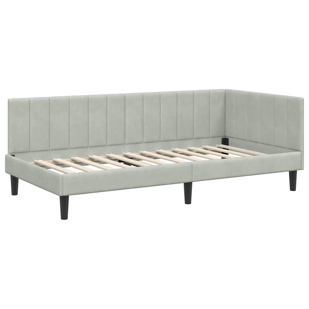 Kutni okvir kreveta Svijetlo siva 90 cm x 190 cm Baršun