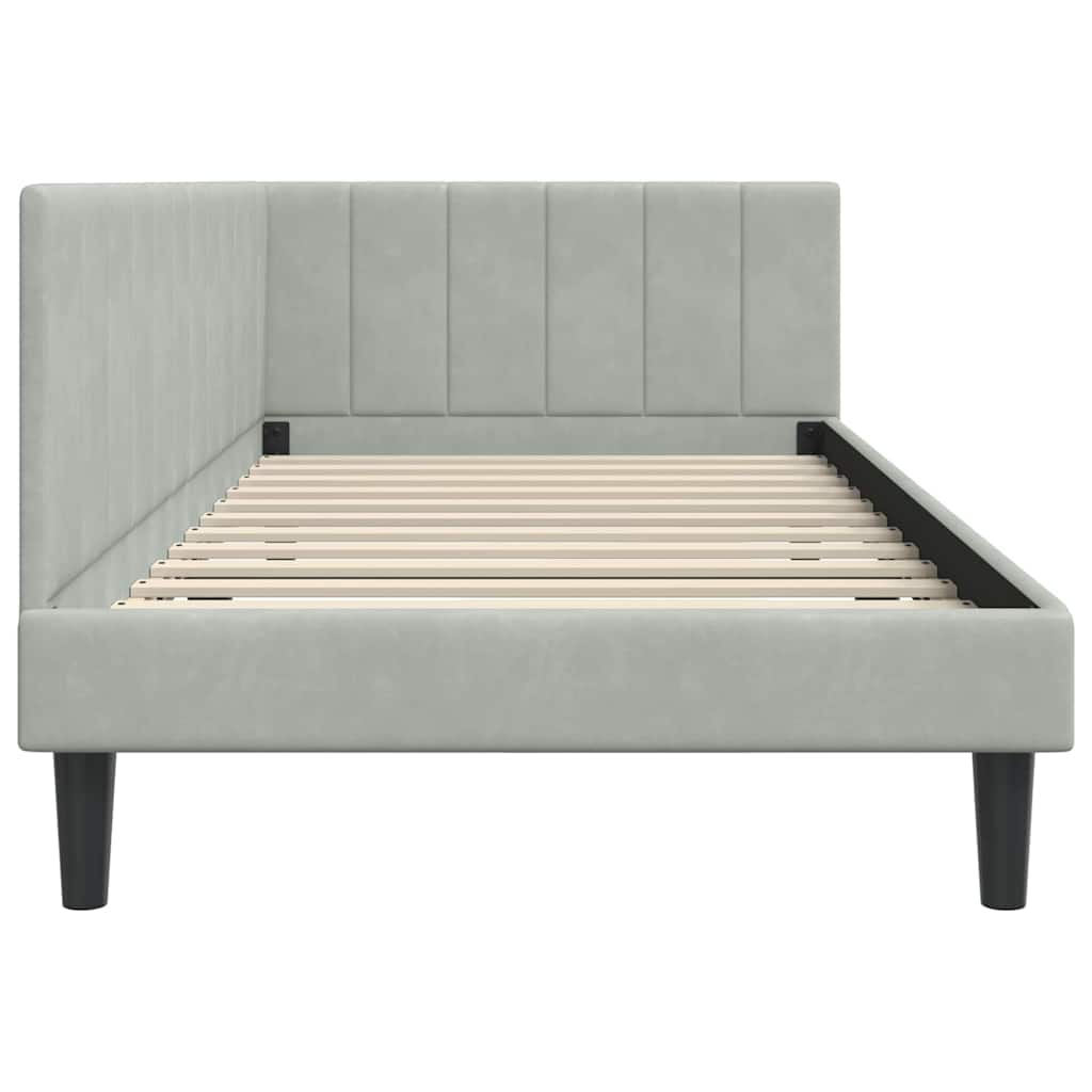 Kutni okvir kreveta Svijetlo siva 90 cm x 190 cm Baršun