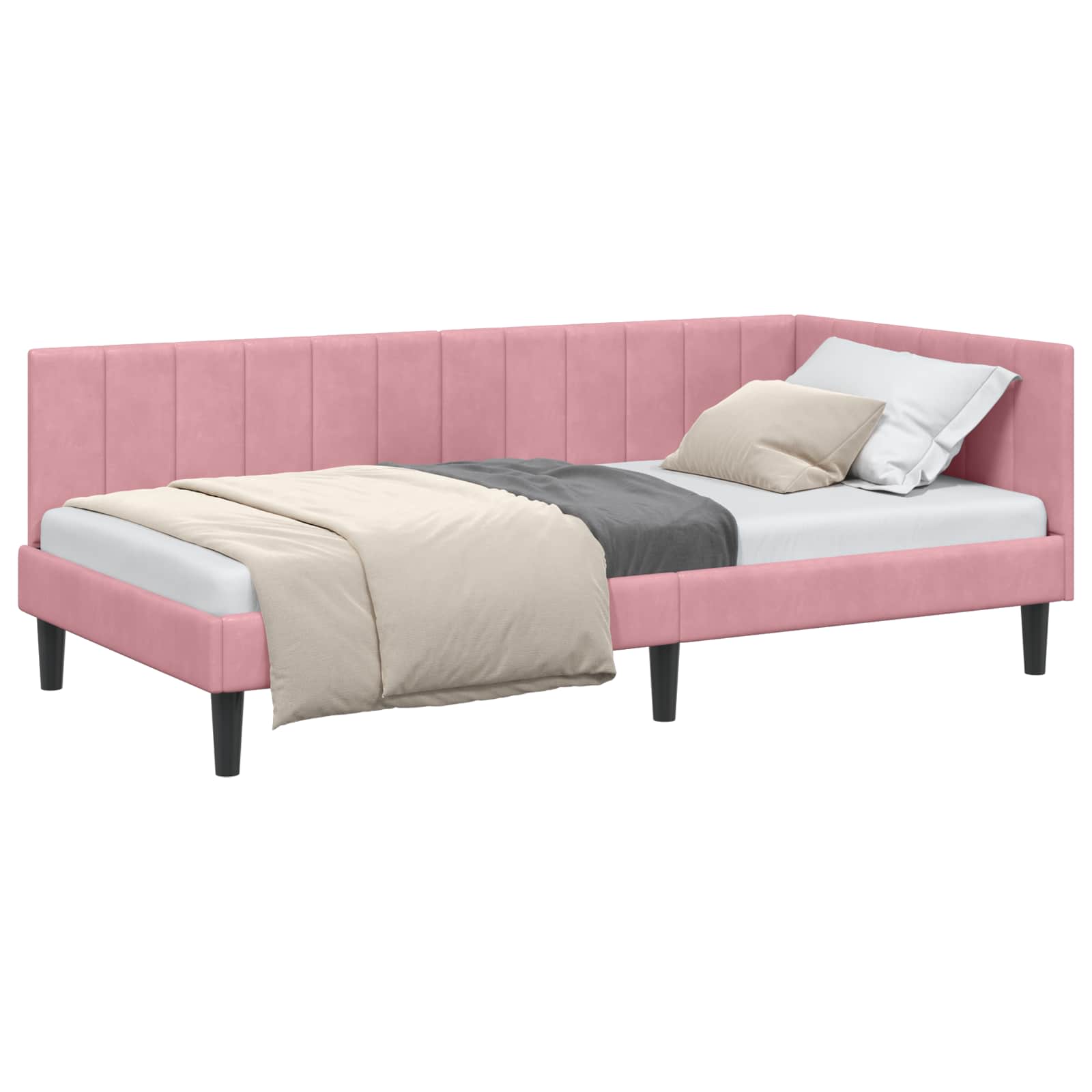 Kutni okvir kreveta Ružičasta 90 cm x 190 cm Baršun