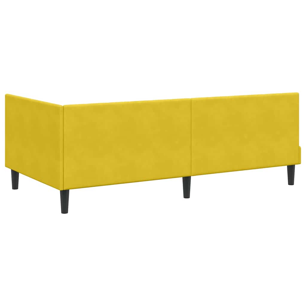 Kutni okvir kreveta s uzglavljem Žuta 90 cm x 190 cm Baršun