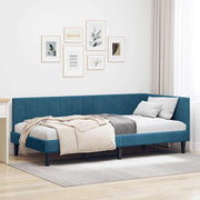 Kutni okvir kreveta s uzglavljem Plava 90 cm x 200 cm Baršun