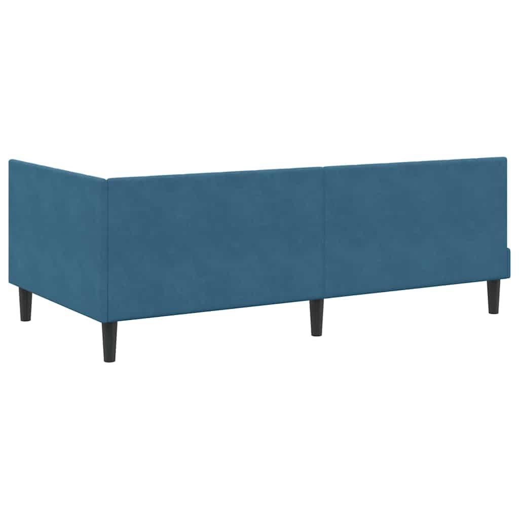 Kutni okvir kreveta s uzglavljem Plava 90 cm x 200 cm Baršun