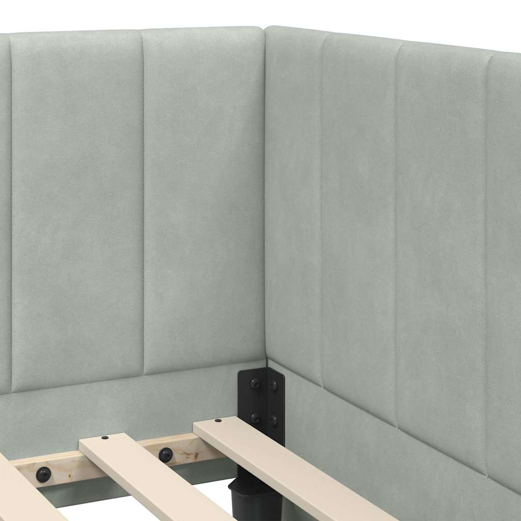 Kutni okvir kreveta Svijetlo siva 90 cm x 200 cm Baršun