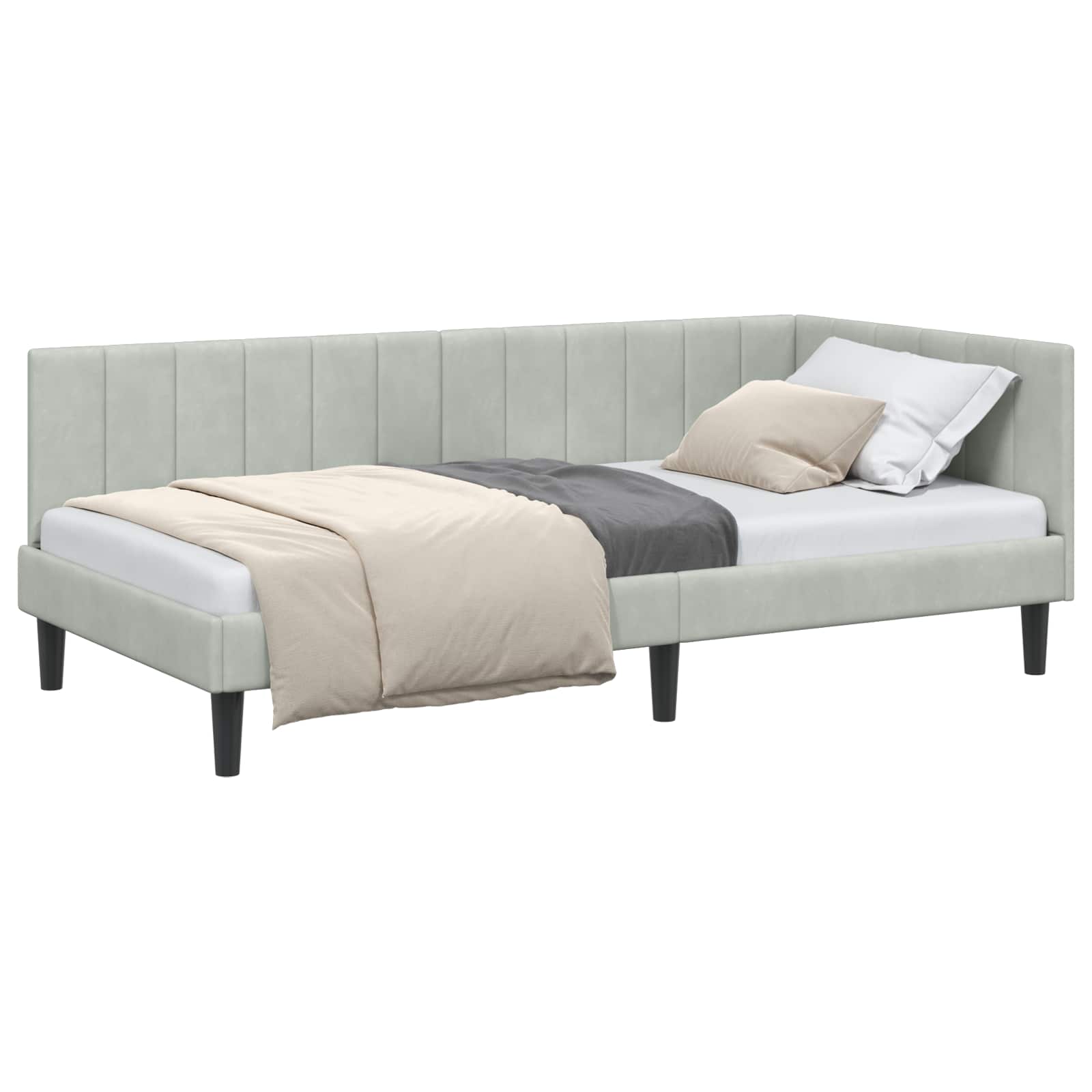 Kutni okvir kreveta Svijetlo siva 90 cm x 200 cm Baršun