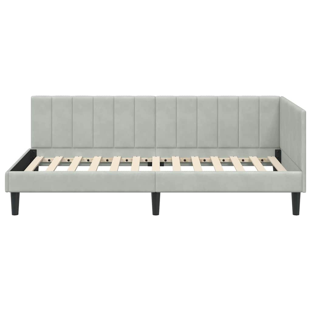 Kutni okvir kreveta Svijetlo siva 90 cm x 200 cm Baršun