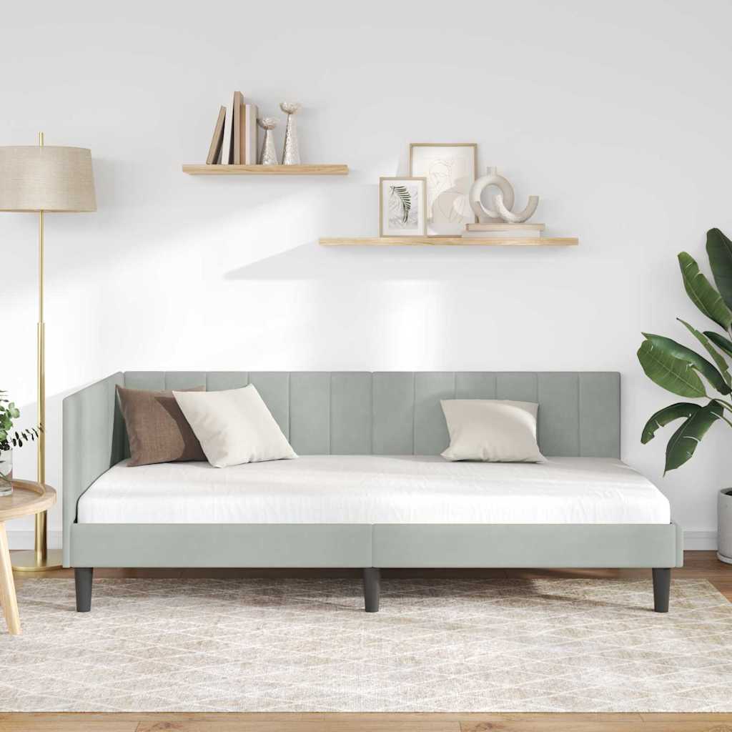 Kutni okvir kreveta Svijetlo siva 100 cm x 200 cm Baršun