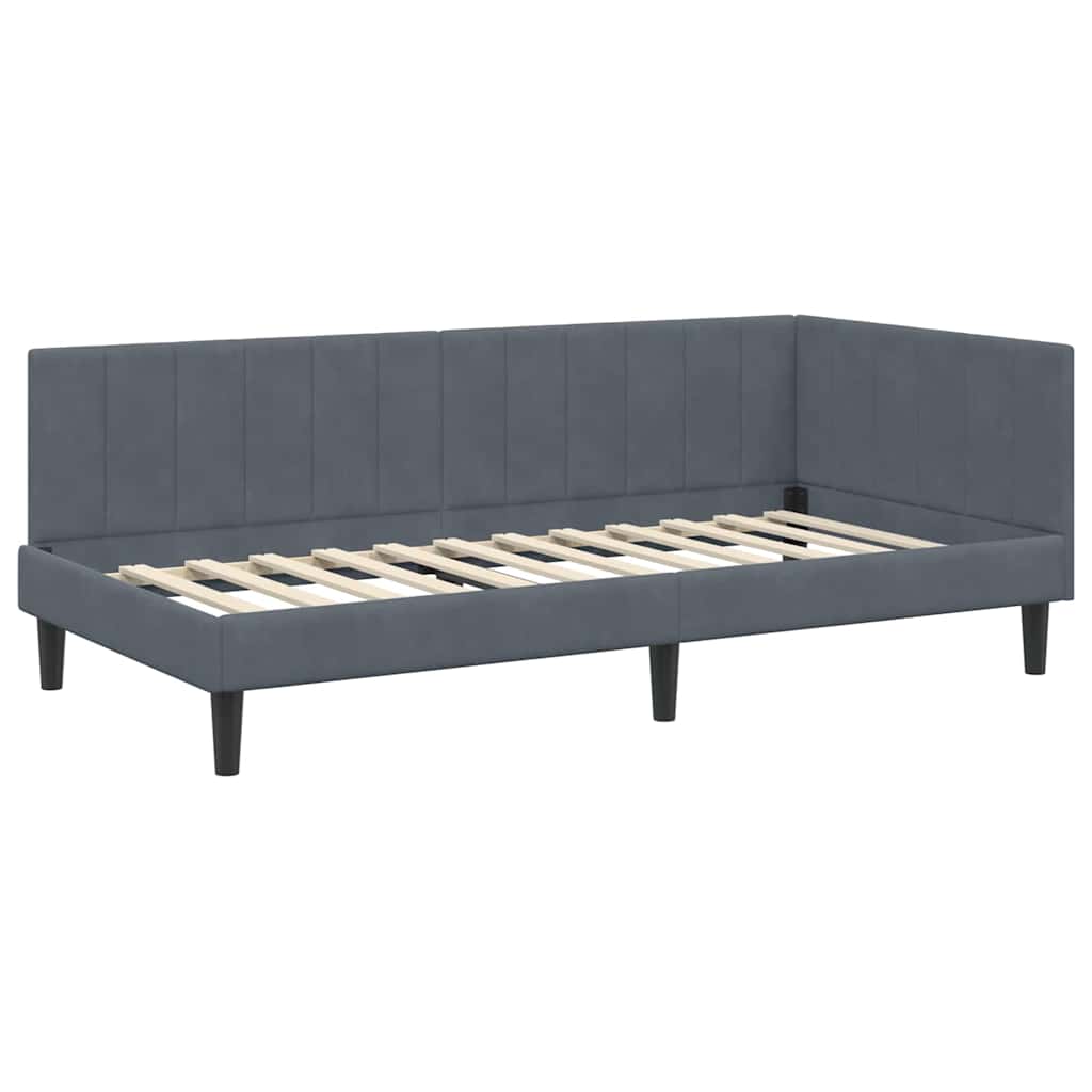 Kutni okvir kreveta Tamno siva 100 cm x 200 cm Baršun