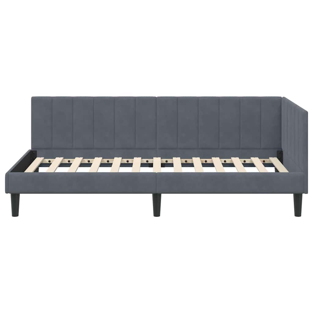 Kutni okvir kreveta Tamno siva 100 cm x 200 cm Baršun