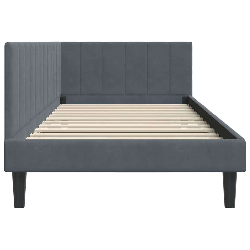 Kutni okvir kreveta Tamno siva 100 cm x 200 cm Baršun