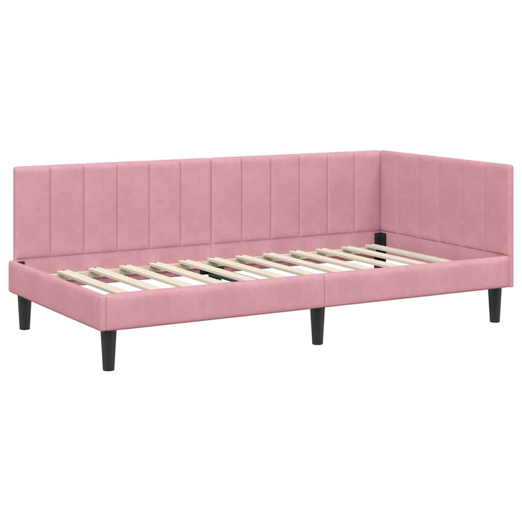 Kutni okvir kreveta Ružičasta 100 cm x 200 cm Baršun