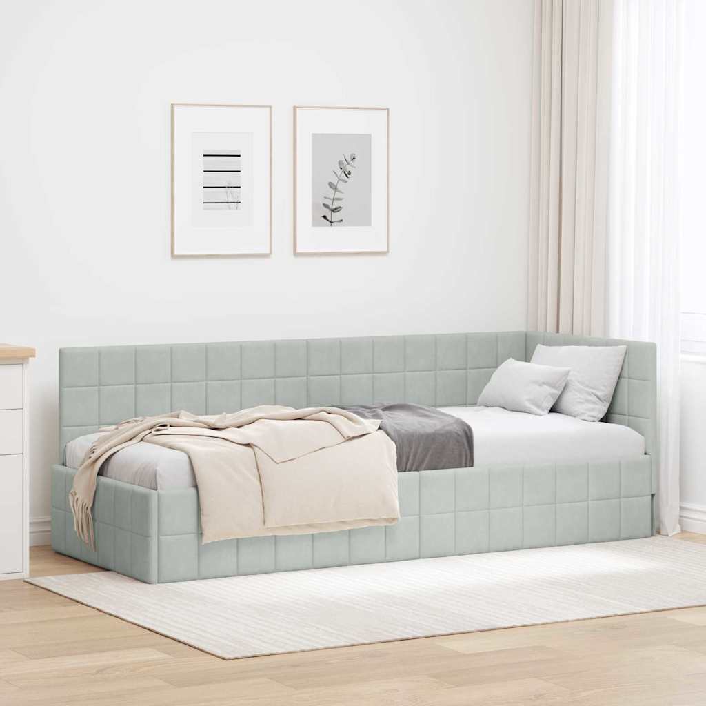 Kutni okvir kreveta Svijetlo siva 80 cm x 200 cm Baršun