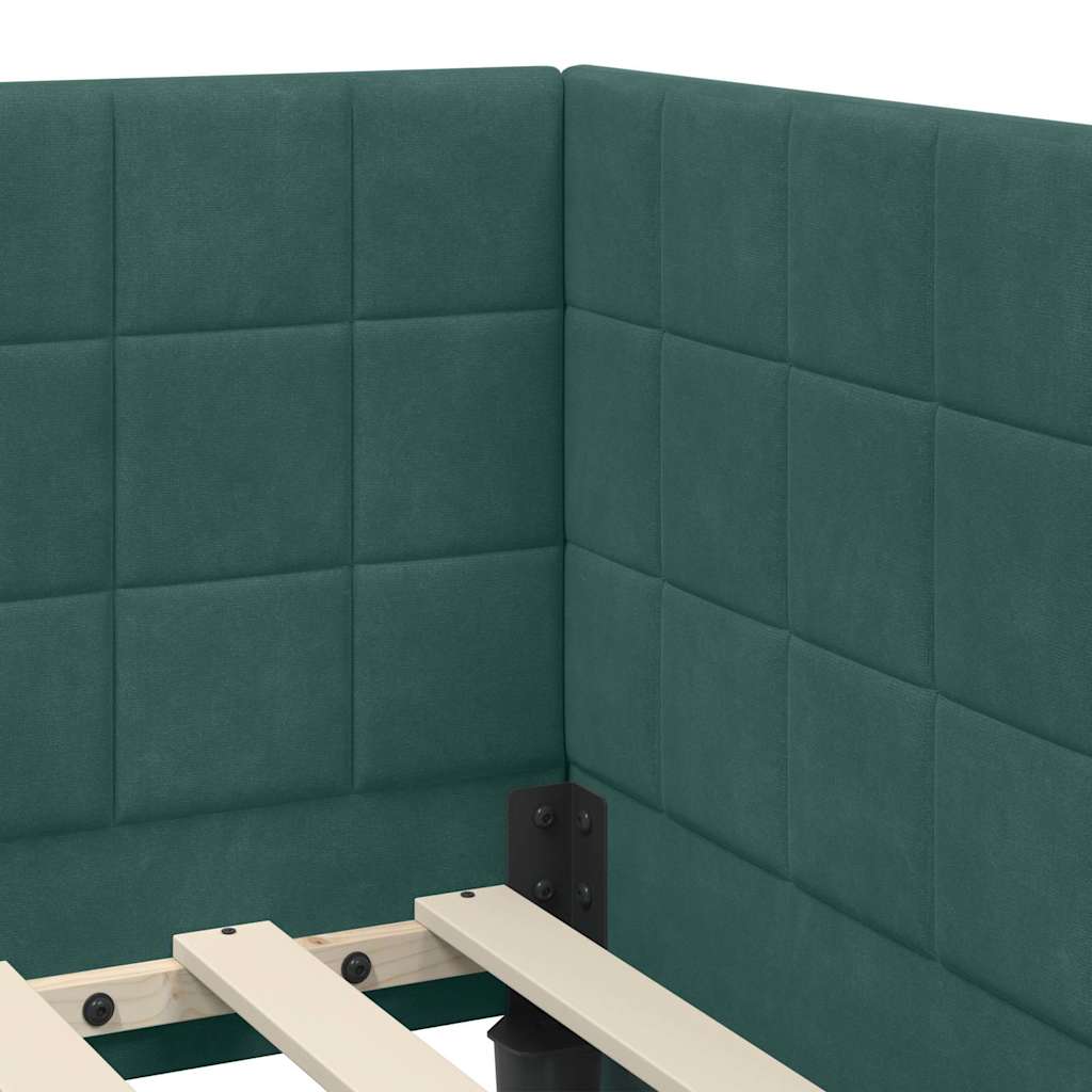 Kutni okvir kreveta Tamnozelena 80 cm x 200 cm Baršun