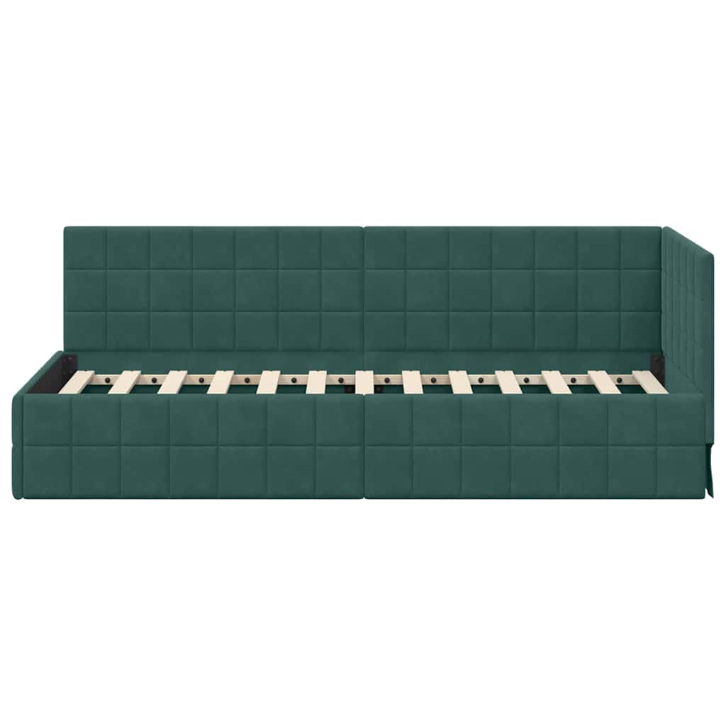 Kutni okvir kreveta Tamnozelena 80 cm x 200 cm Baršun