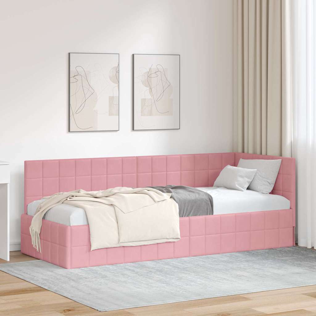 Kutni okvir kreveta Ružičasta 80 cm x 200 cm Baršun