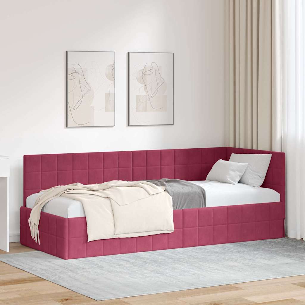 Kutni okvir kreveta Vinska crvena 80 cm x 200 cm Baršun
