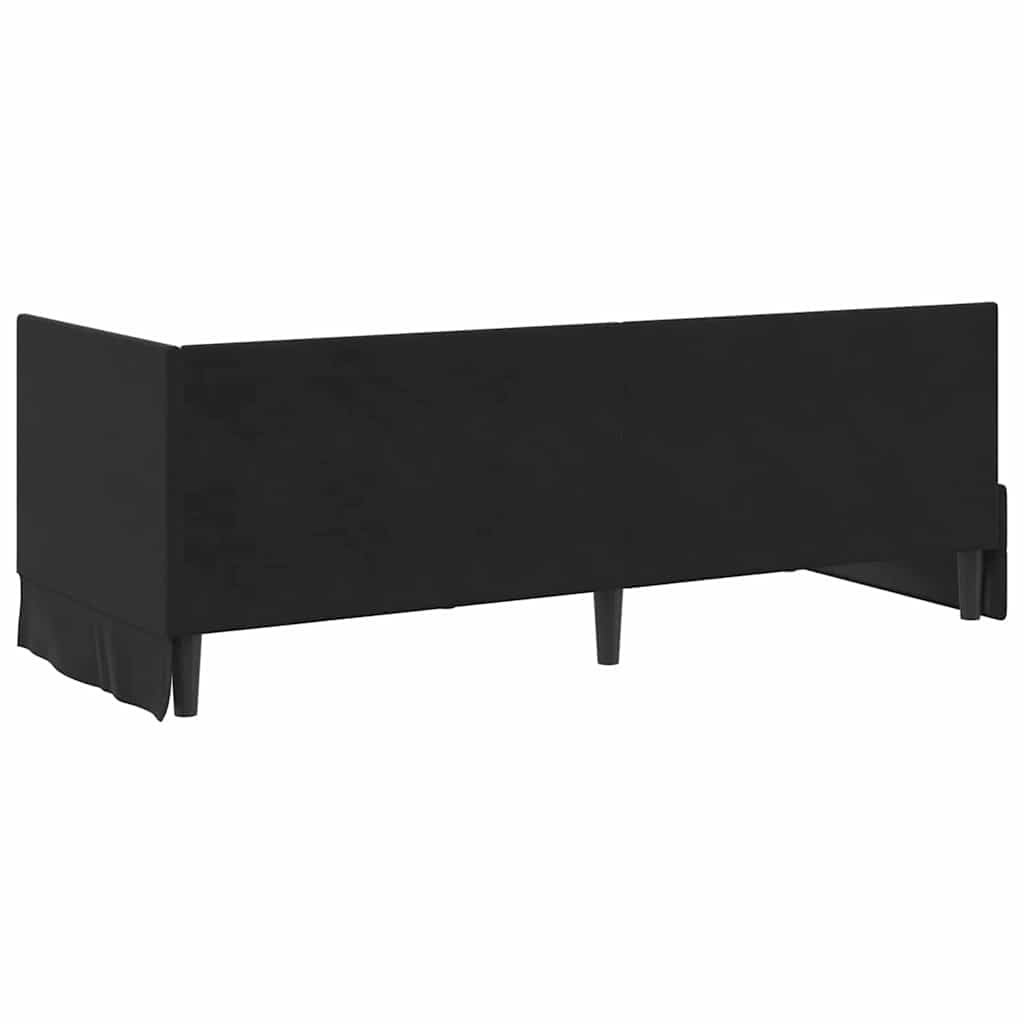 Kutni okvir kreveta s uzglavljem Crna 80 cm x 200 cm Baršun