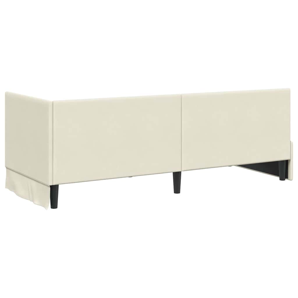 Kutni okvir kreveta s uzglavljem Krema 80 cm x 200 cm Baršun
