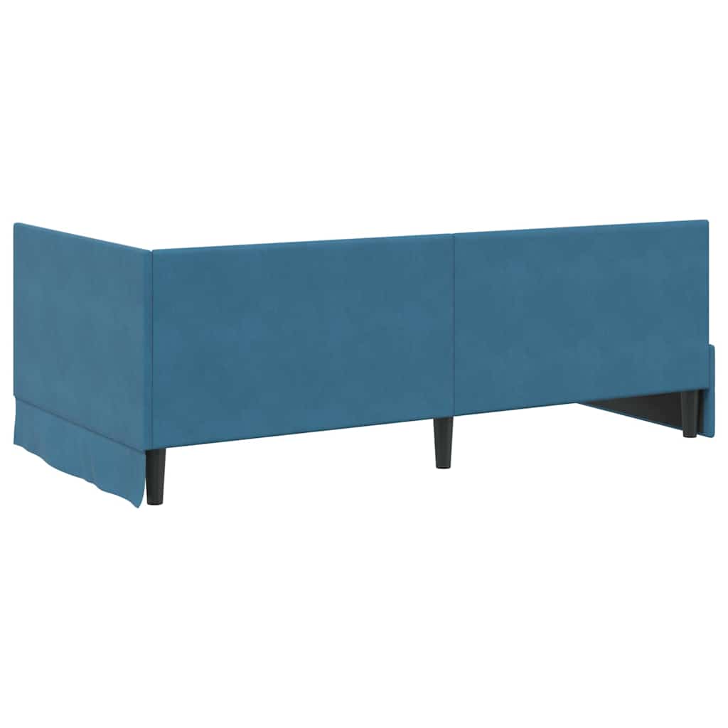 Kutni okvir kreveta s uzglavljem Plava 90 cm x 190 cm Baršun