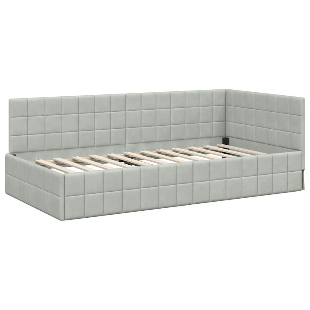 Kutni okvir kreveta Svijetlo siva 90 cm x 190 cm Baršun