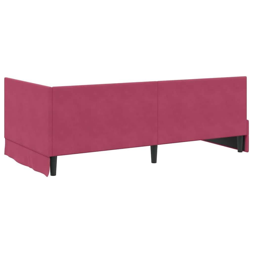 Kutni okvir kreveta Vinska crvena 90 cm x 190 cm Baršun