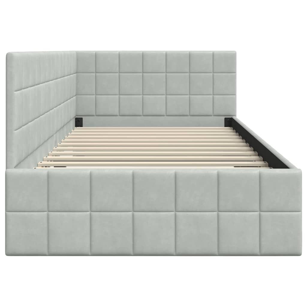 Kutni okvir kreveta Svijetlo siva 90 cm x 200 cm Baršun