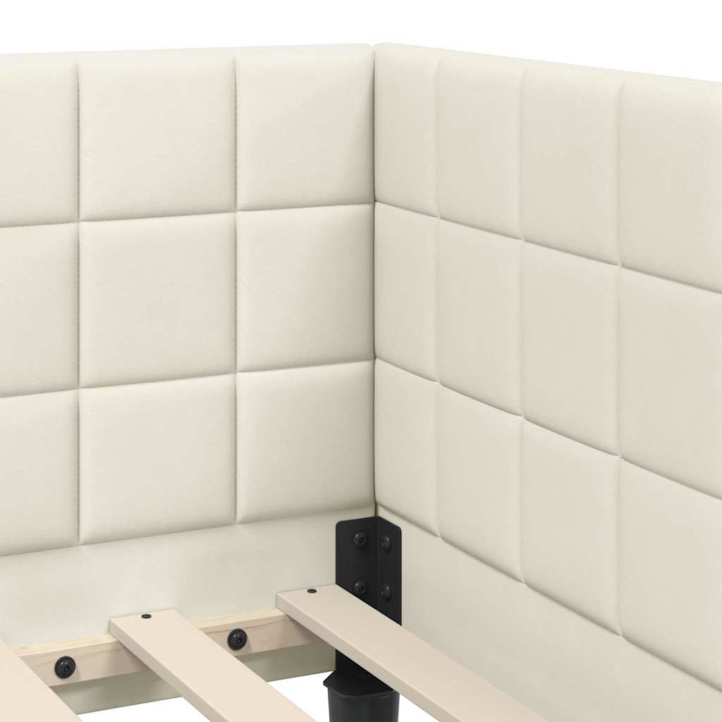 Kutni okvir kreveta s uzglavljem Krema 90 cm x 200 cm Baršun