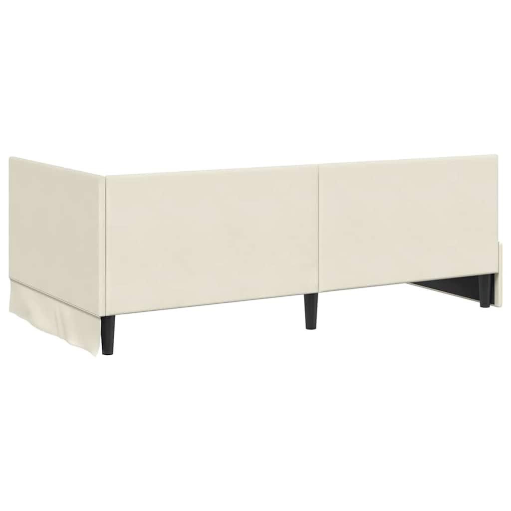 Kutni okvir kreveta s uzglavljem Krema 90 cm x 200 cm Baršun