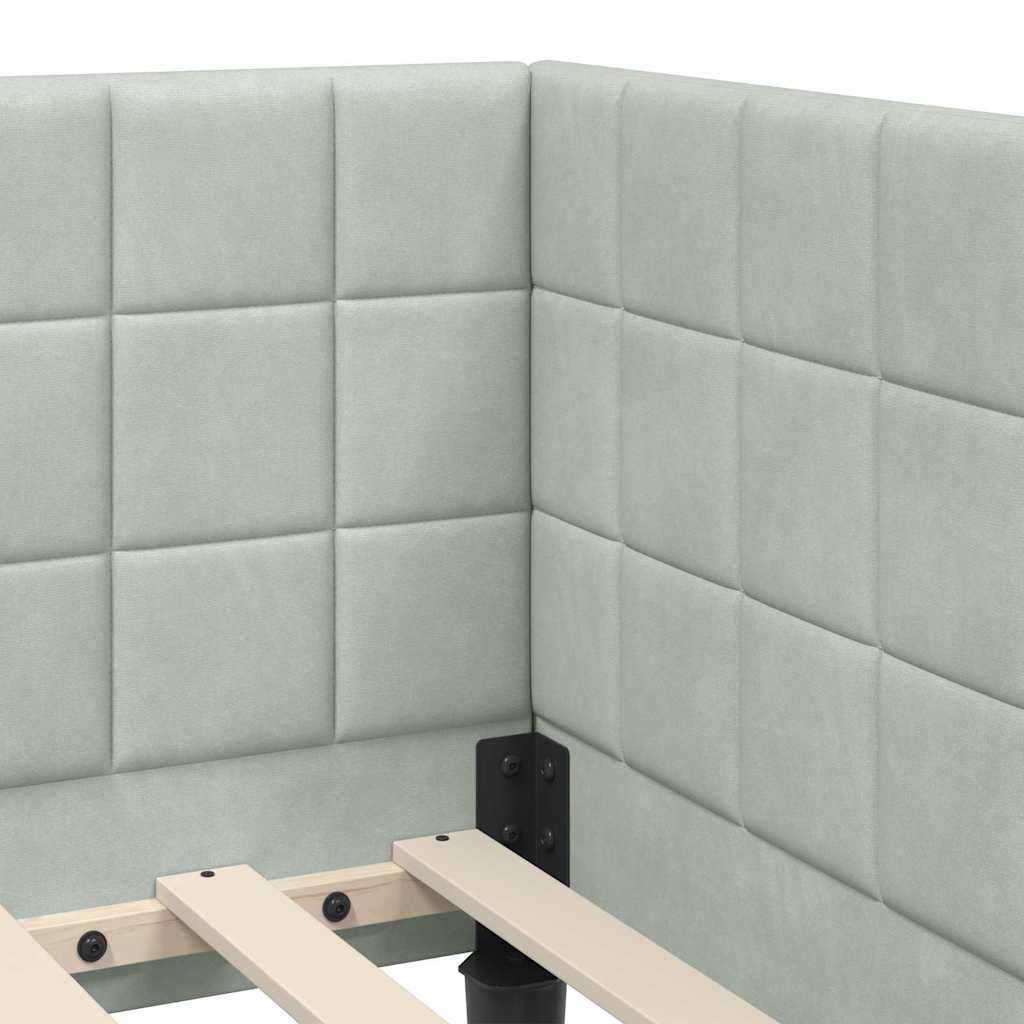 Kutni okvir kreveta Svijetlo siva 100 cm x 200 cm Baršun