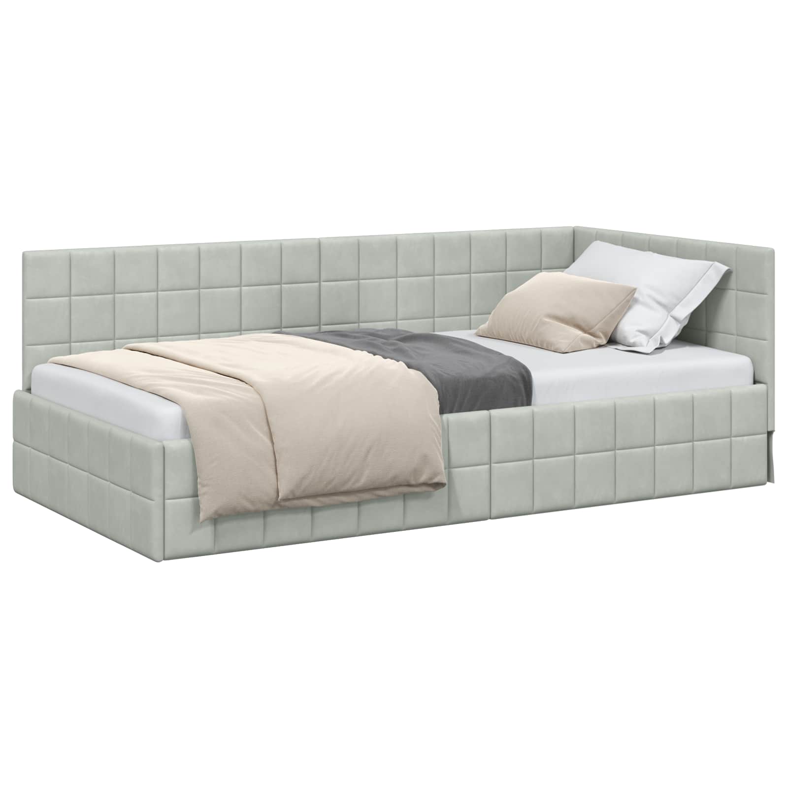 Kutni okvir kreveta Svijetlo siva 100 cm x 200 cm Baršun