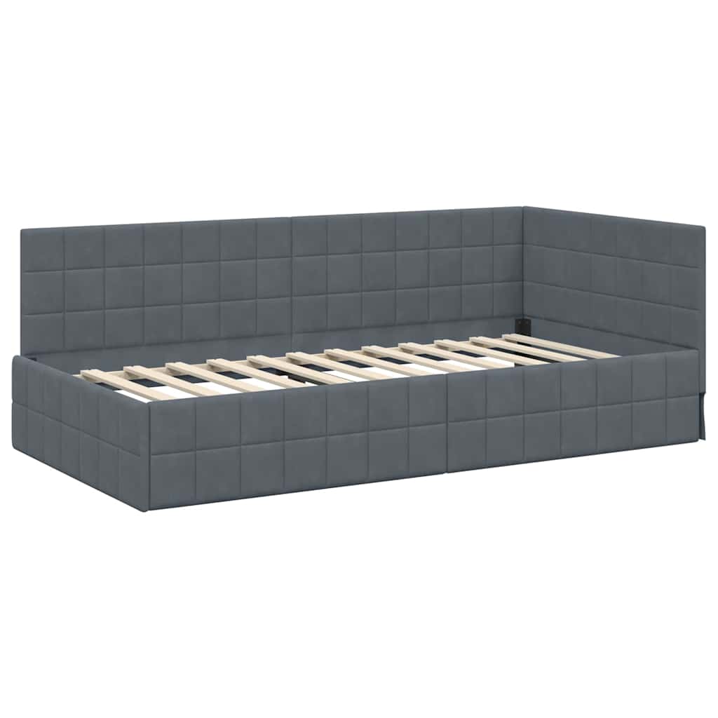 Kutni okvir kreveta Tamno siva 100 cm x 200 cm Baršun