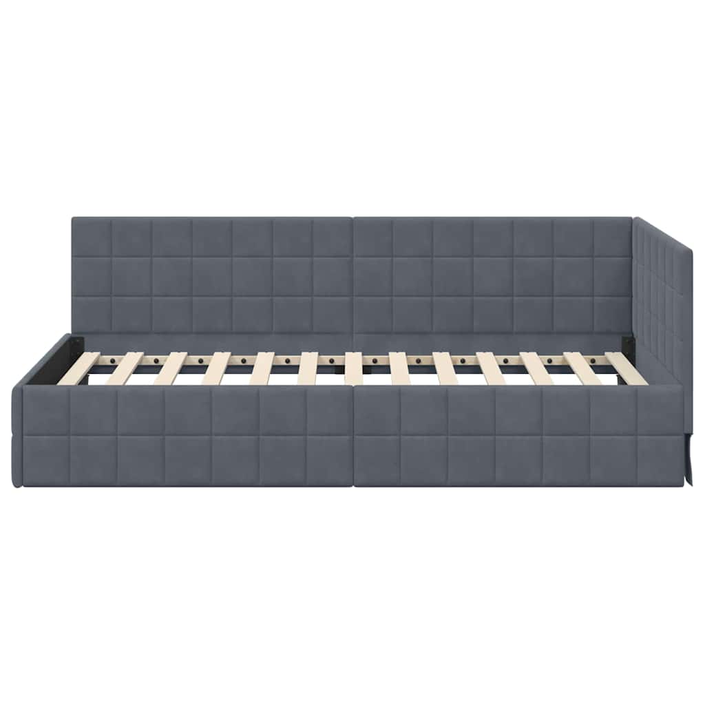 Kutni okvir kreveta Tamno siva 100 cm x 200 cm Baršun