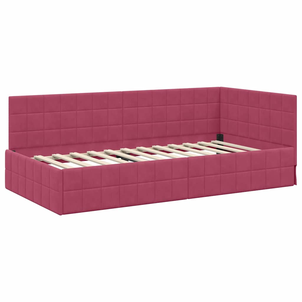 Kutni okvir kreveta Vinska crvena 100 cm x 200 cm Baršun