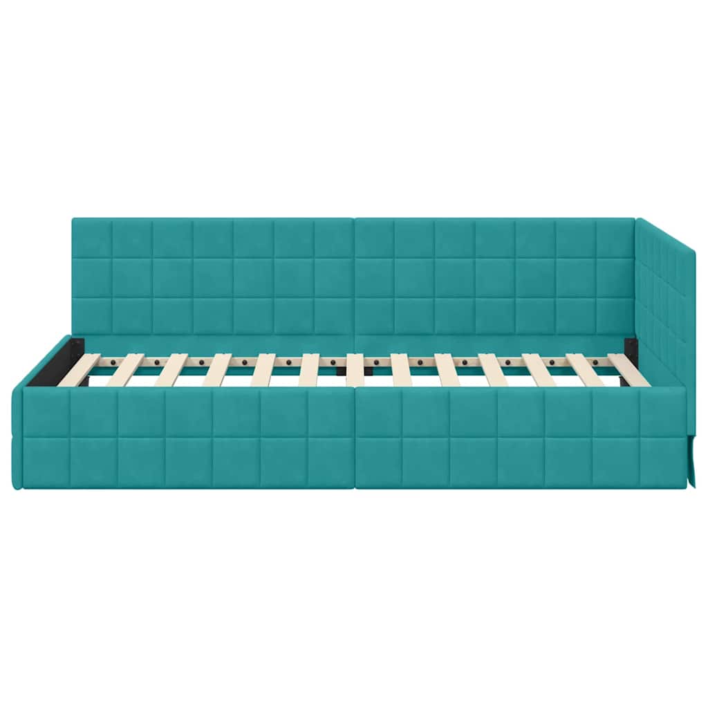 Kutni okvir kreveta Tirkizna 100 cm x 200 cm Baršun