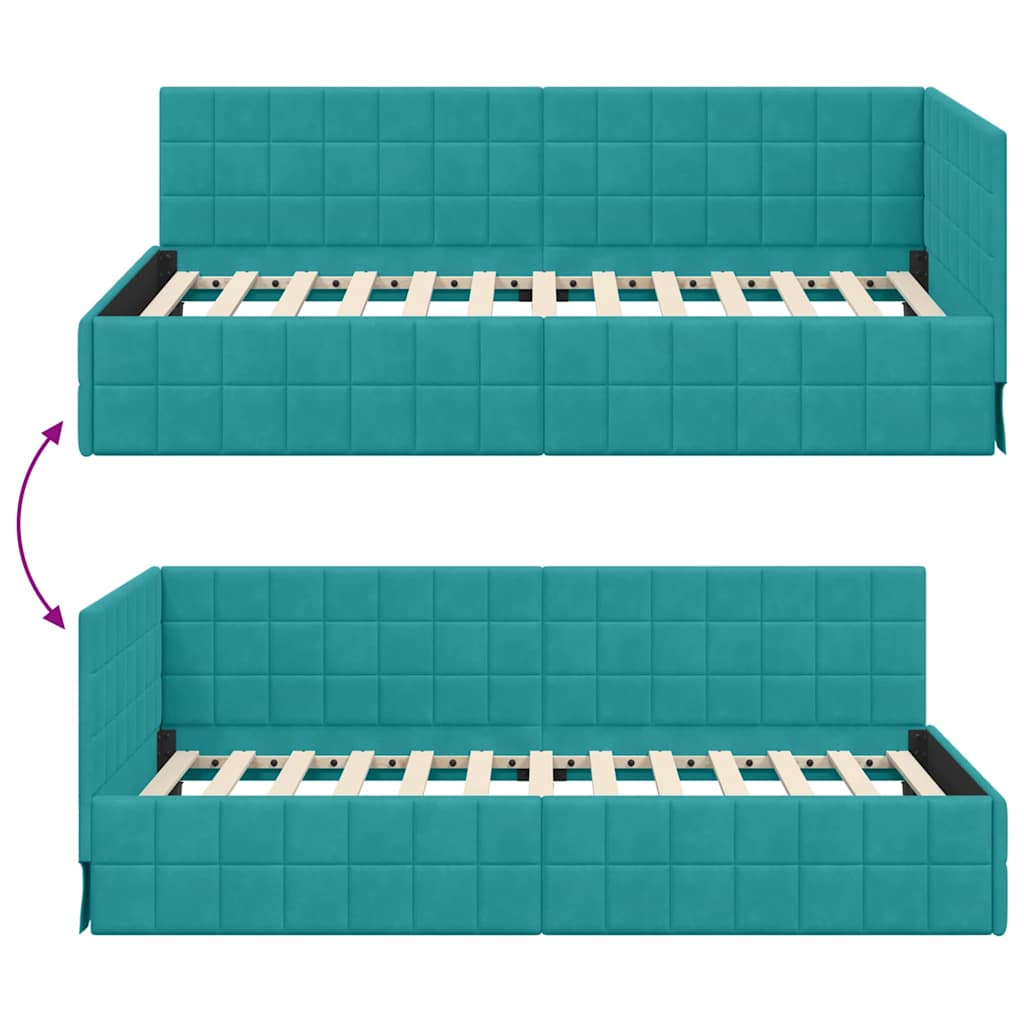 Kutni okvir kreveta Tirkizna 100 cm x 200 cm Baršun
