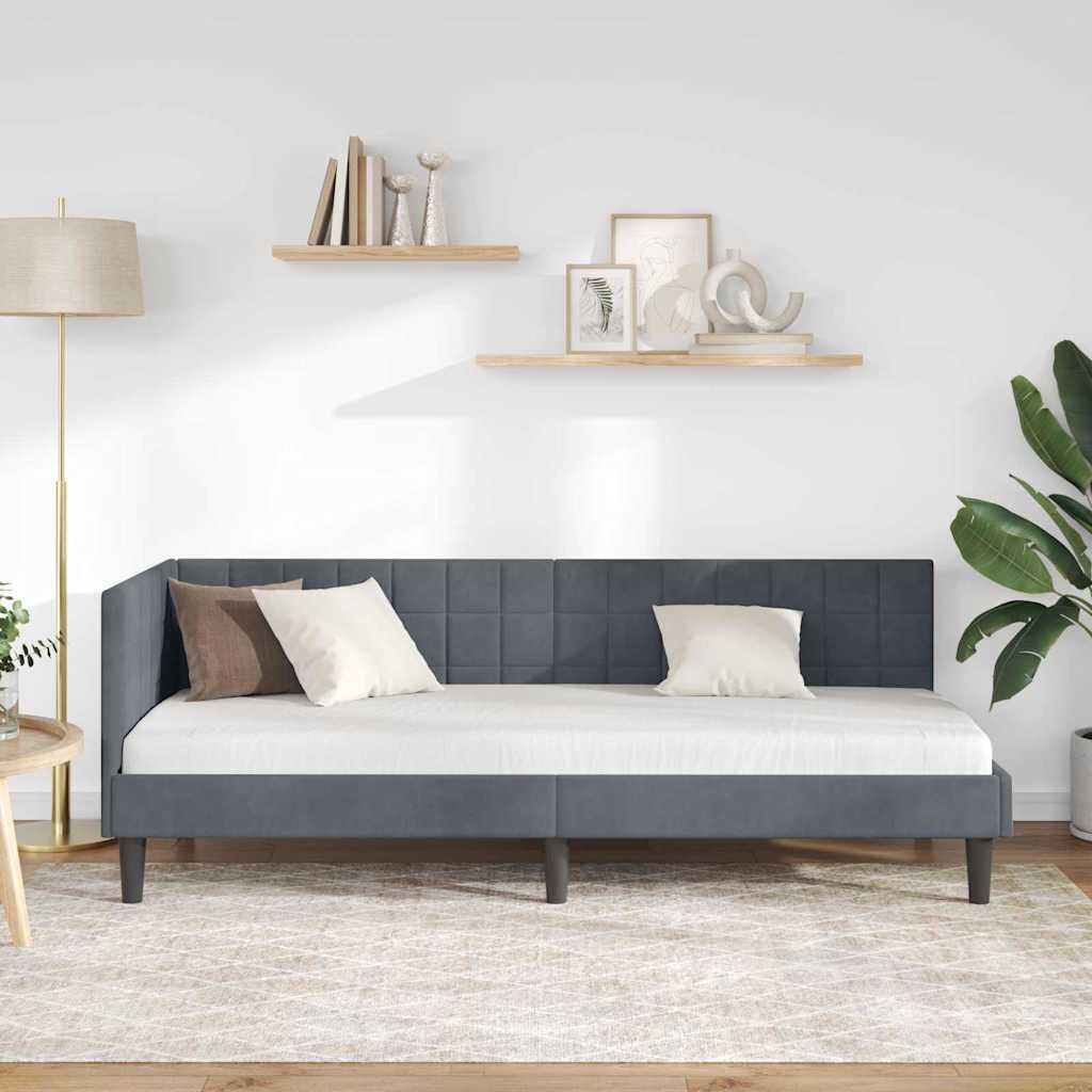 Kutni okvir kreveta Tamno siva 80 cm x 200 cm Baršun