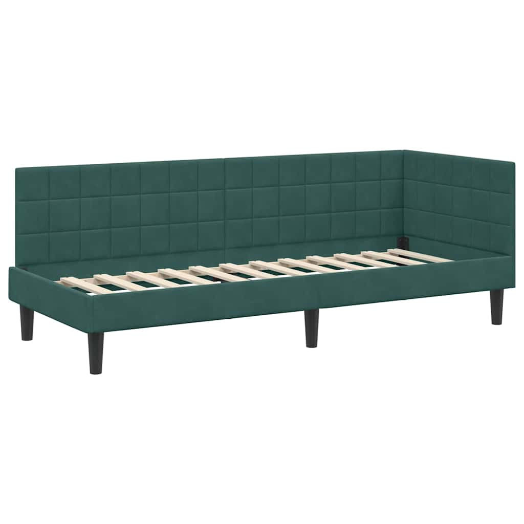 Kutni okvir kreveta Tamnozelena 80 cm x 200 cm Baršun