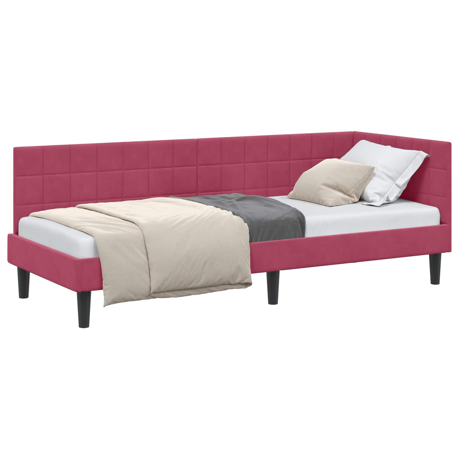 Kutni okvir kreveta Vinska crvena 80 cm x 200 cm Baršun